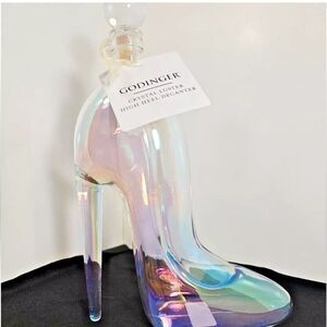 Godinger Crystal Luster Iridescent Runway High Stiletto Heel Decanter 22 oz New